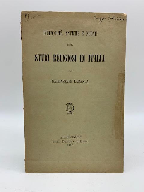 Difficoltà antiche e nuove degli studi religiosi in Italia